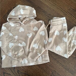 Old Navy Beige Jogger Set with Hearts